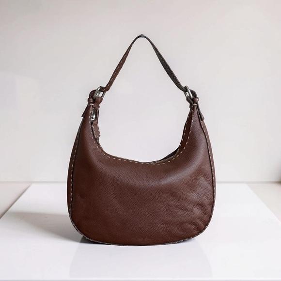 Fendi Handbags - Authentic FENDI Selleria Grain Leather Hobo Bag with Contrast Stitching! COA!